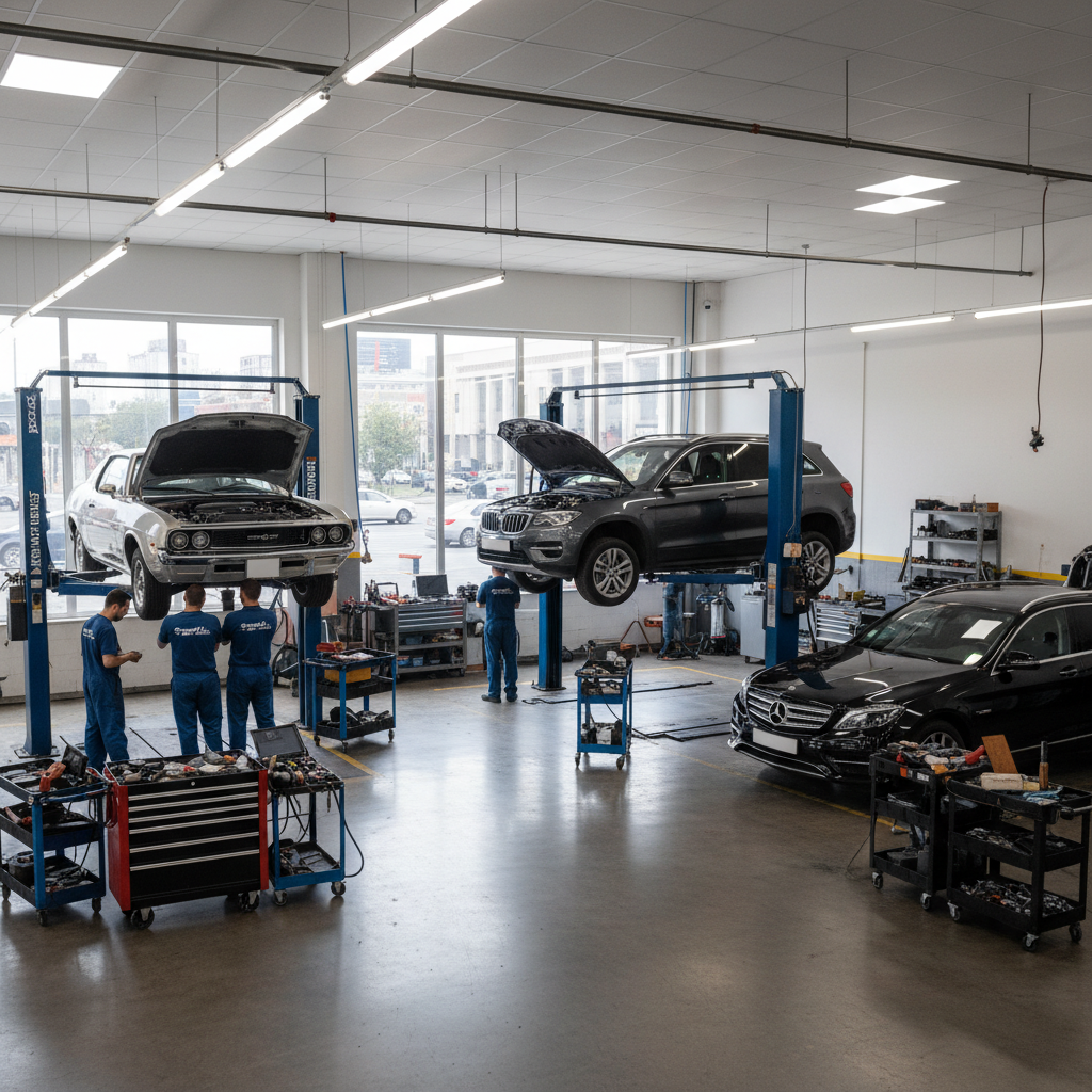 Mechanic diagnosing a car problem under the hood