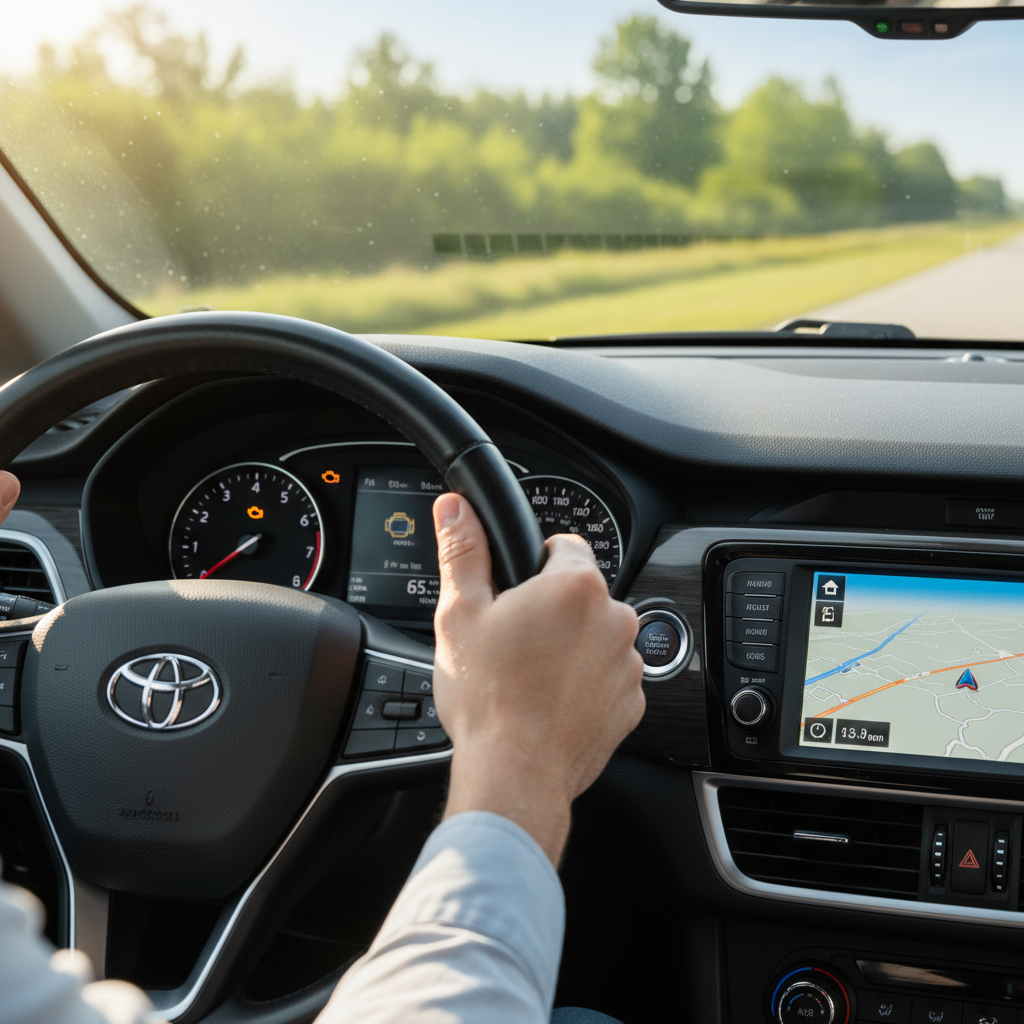 Dashboard warning lights illuminated on a vehicle instrument cluster