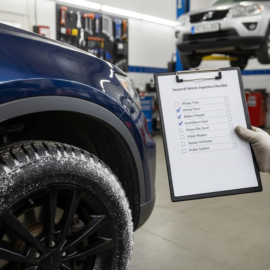 Mechanic reviewing inspection findings